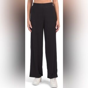 Magaschoni Micro-Modal Black Wide-Leg, Pull-on Pants, Size L